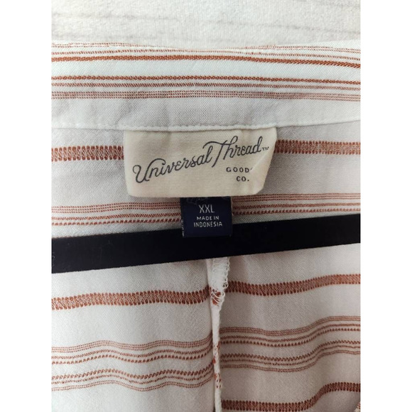 Universal Thread Womens Twist Front Top Off White Brown Striped Short Sleeve XXL - Picture 5 of 6